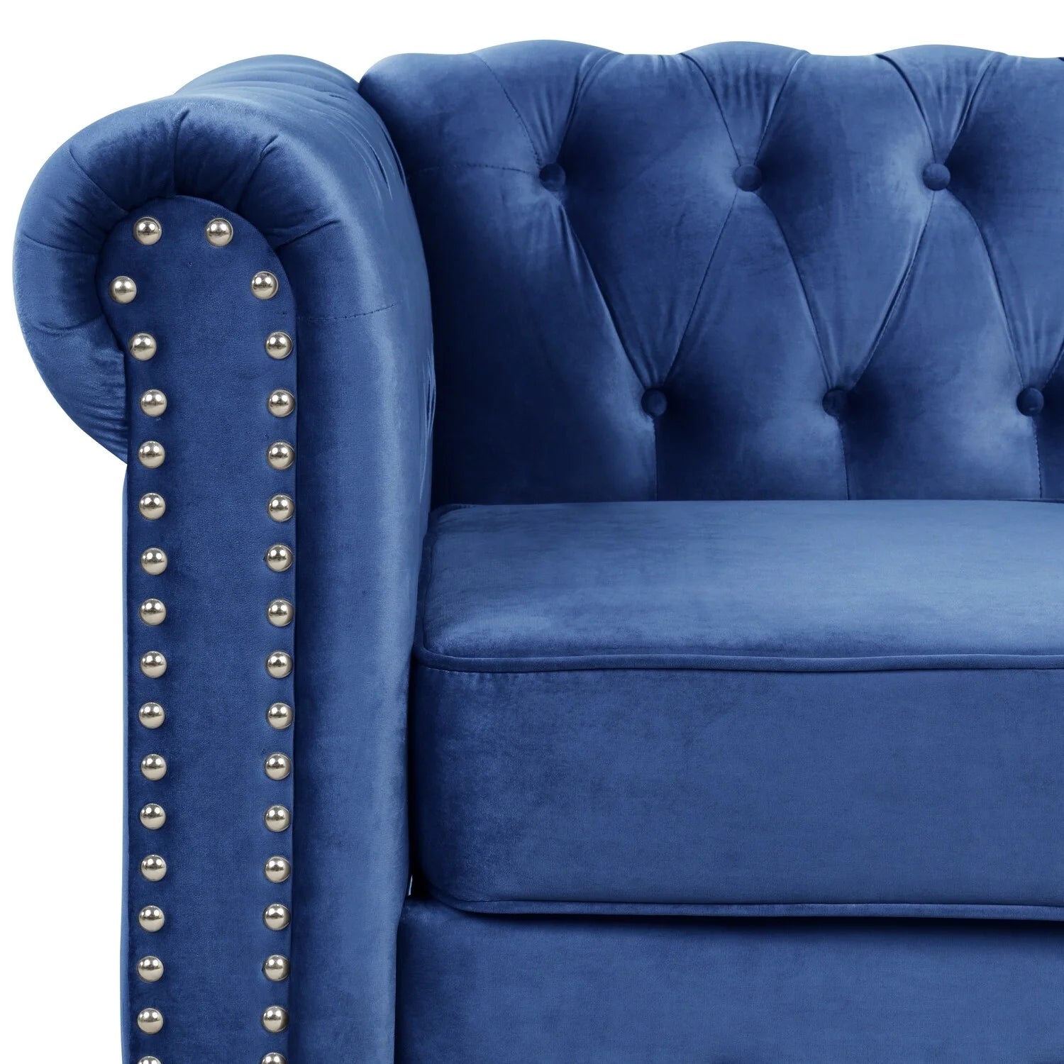 Tufted Velvet-upholstered Chesterfield Armchair Blue B705338