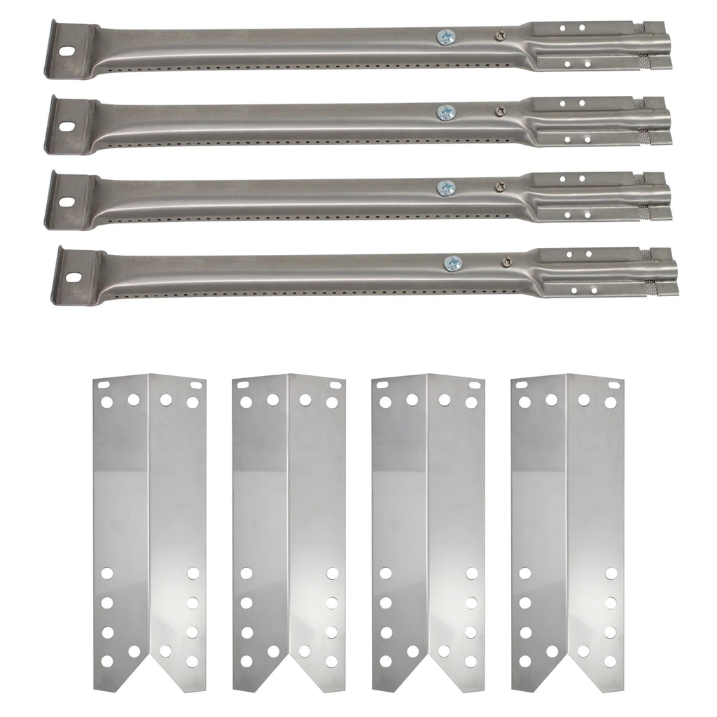 4-Pack Stainless Steel BBQ Gas Grill Tube Burner & Heat Shield Plate Replacement Parts V124450