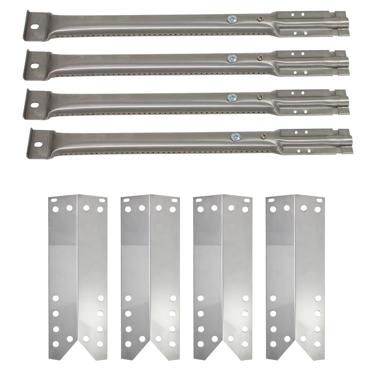 4-Pack Stainless Steel BBQ Gas Grill Tube Burner & Heat Shield Plate Replacement Parts V124450
