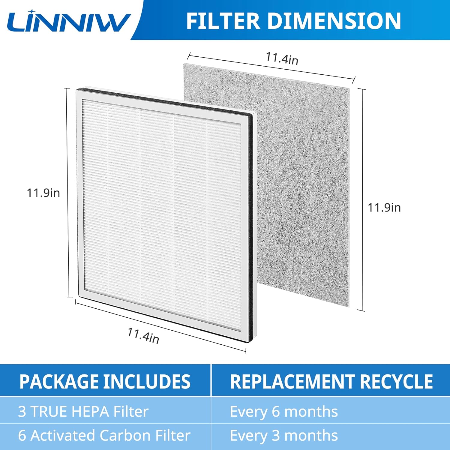 3 Pack H13 Grade True HEPA Replacement Filter A130855