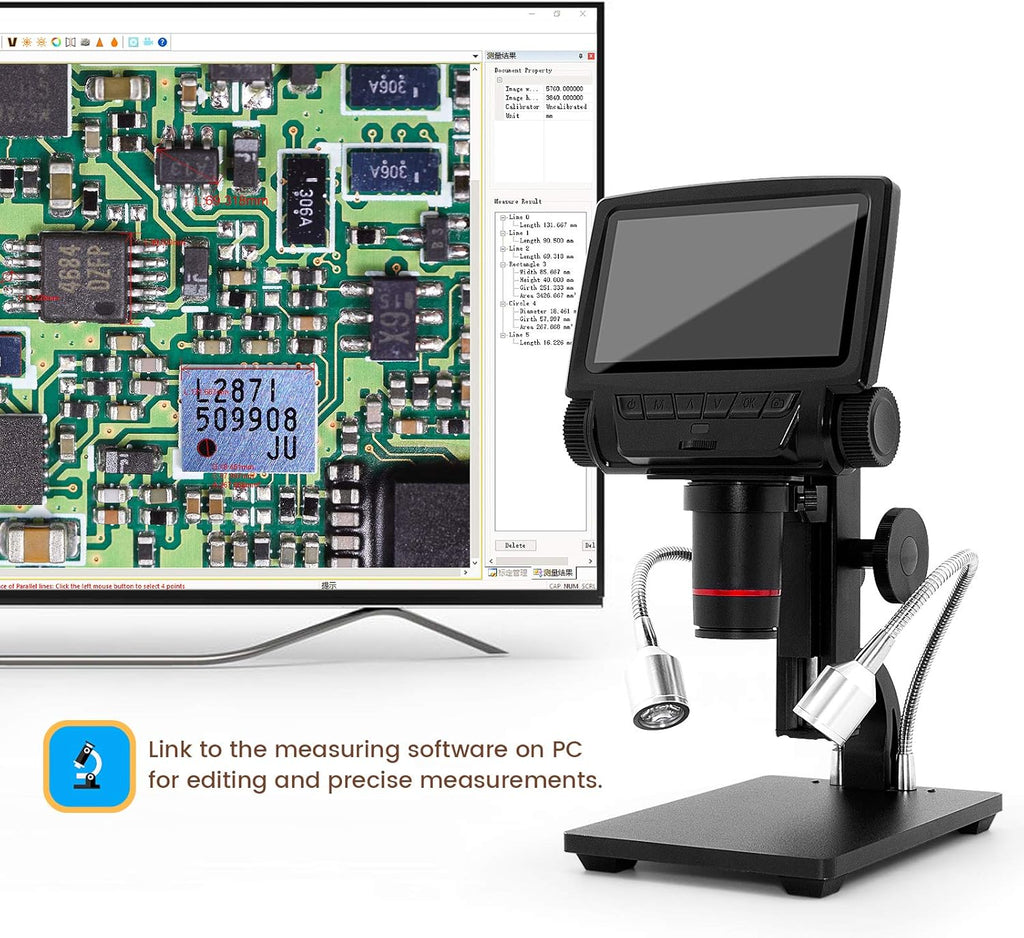 USB Digital Microscope 260X Magnification with 5'' 1080P LCD Display K3966