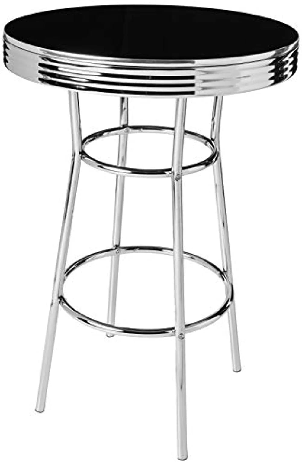 3 Piece Bar Set with 2 Stools Black and Chrome C859132