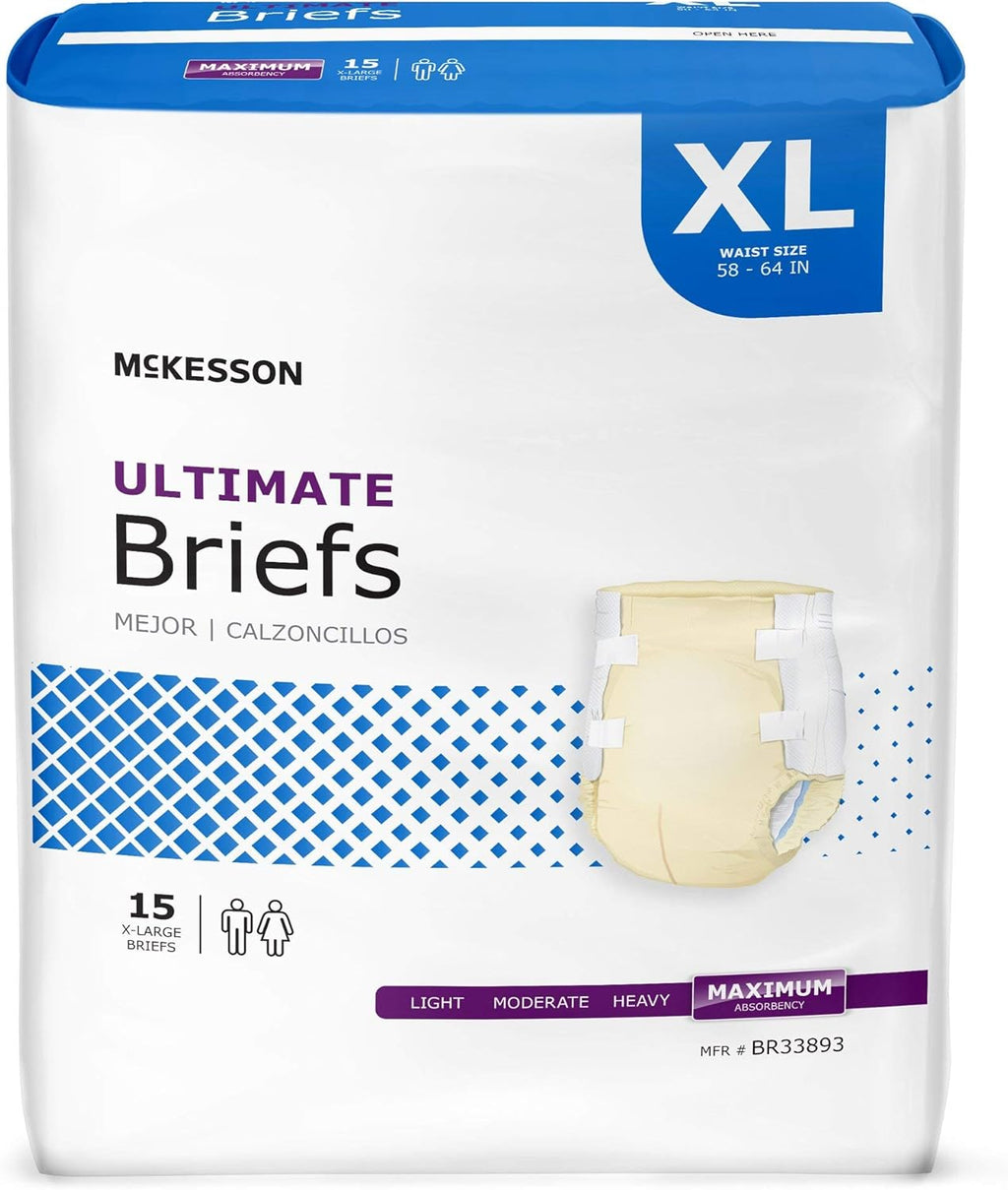 XL Maximum Absorbency Incontinence Briefs, 60 Total E408505