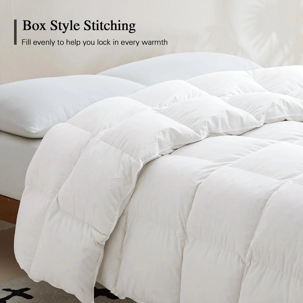 White 90 x 90 Inch Queen Size Down Comforter with Cotton Cover U7831