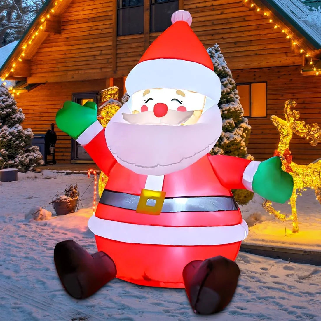 5 FT Christmas Inflatable Sitting Santa Claus with LED Lights P251