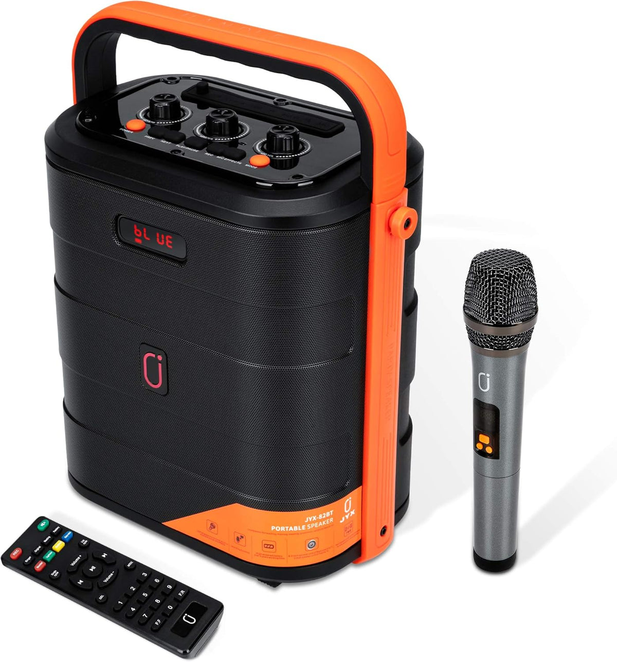 Karaoke Machine with Two Wireless Microphones, Portable Bluetooth Speaker with LED Lights U48492