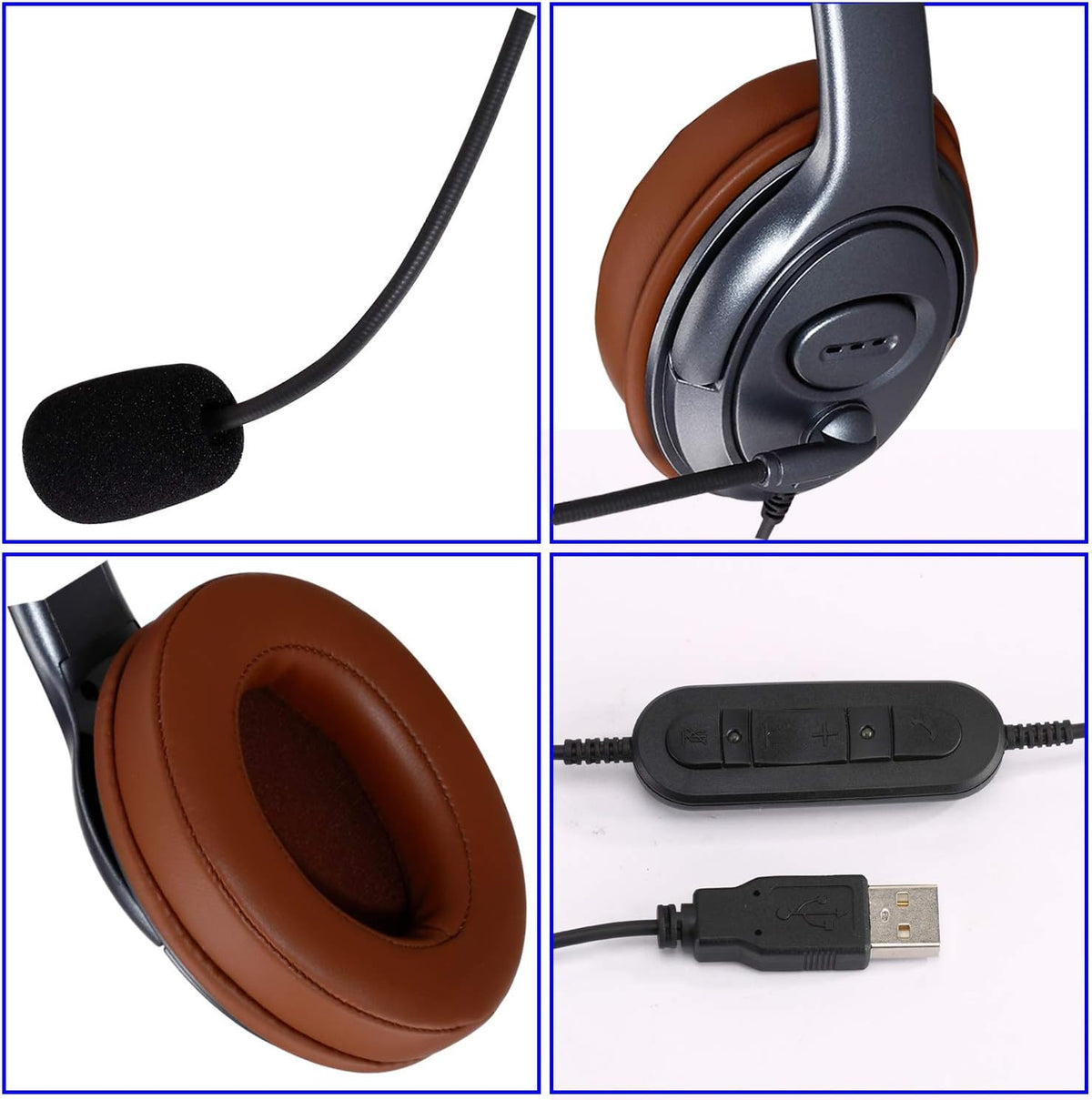 USB Headset with Microphone Noise Cancelling and Volume Controls Y632386