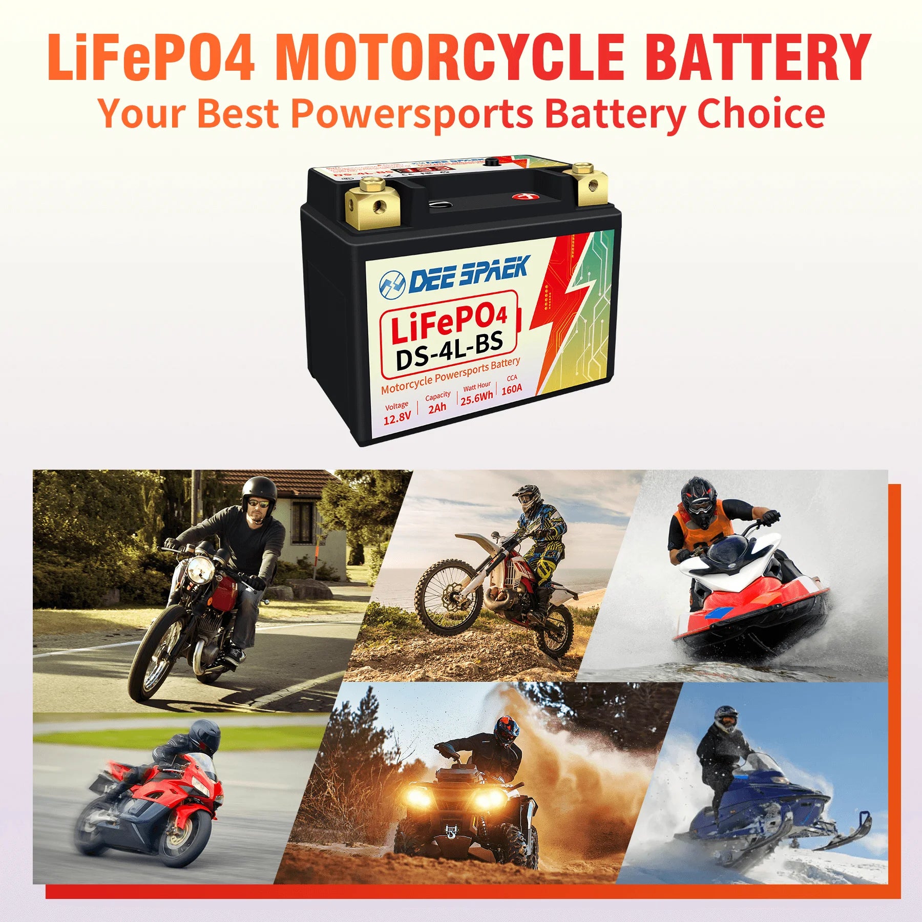 Lithium Powersport Battery with Built in Jump Starting, 2Ah LiFePO4 Engine Start Battery K2834