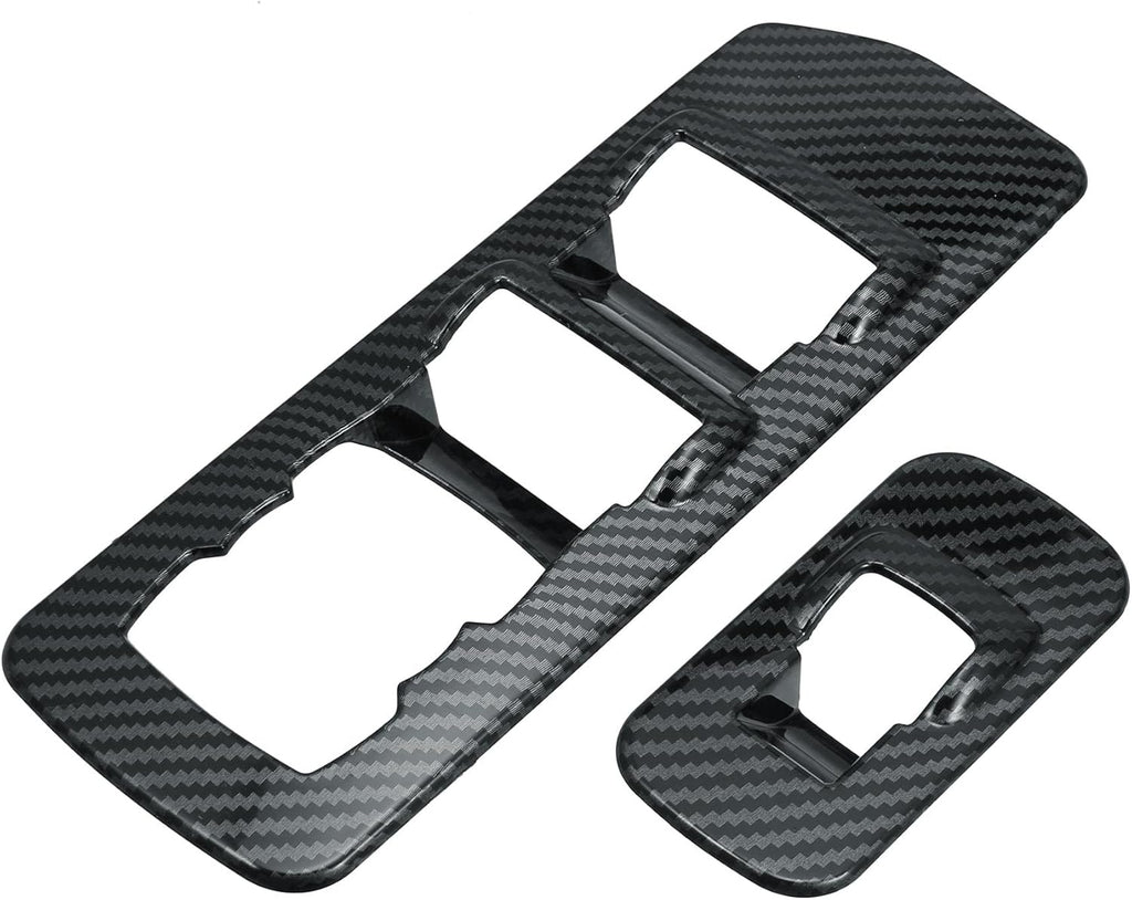 ABS Carbon Fiber Pattern Window Lift Trim Switch Panel Cover Black Pack of 2 G30294