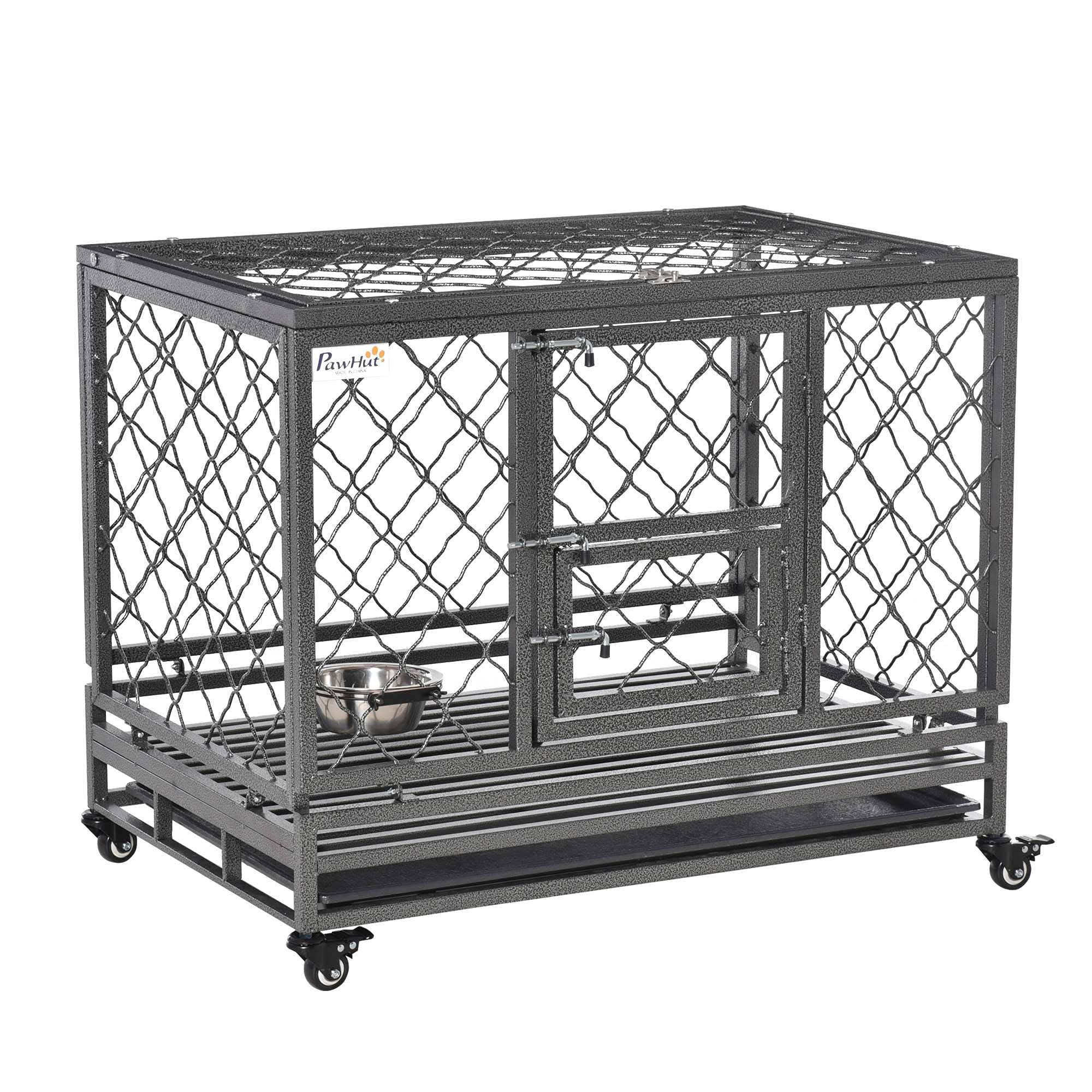 Heavy Duty Dog Crate Cage Kennel with Removable Tray Wheels and Lockable Door I660153