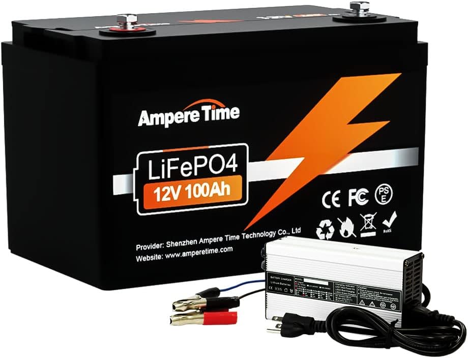 12V 100Ah LiFePO4 Battery with 14.6V 10A Charger, 100A BMS O476266
