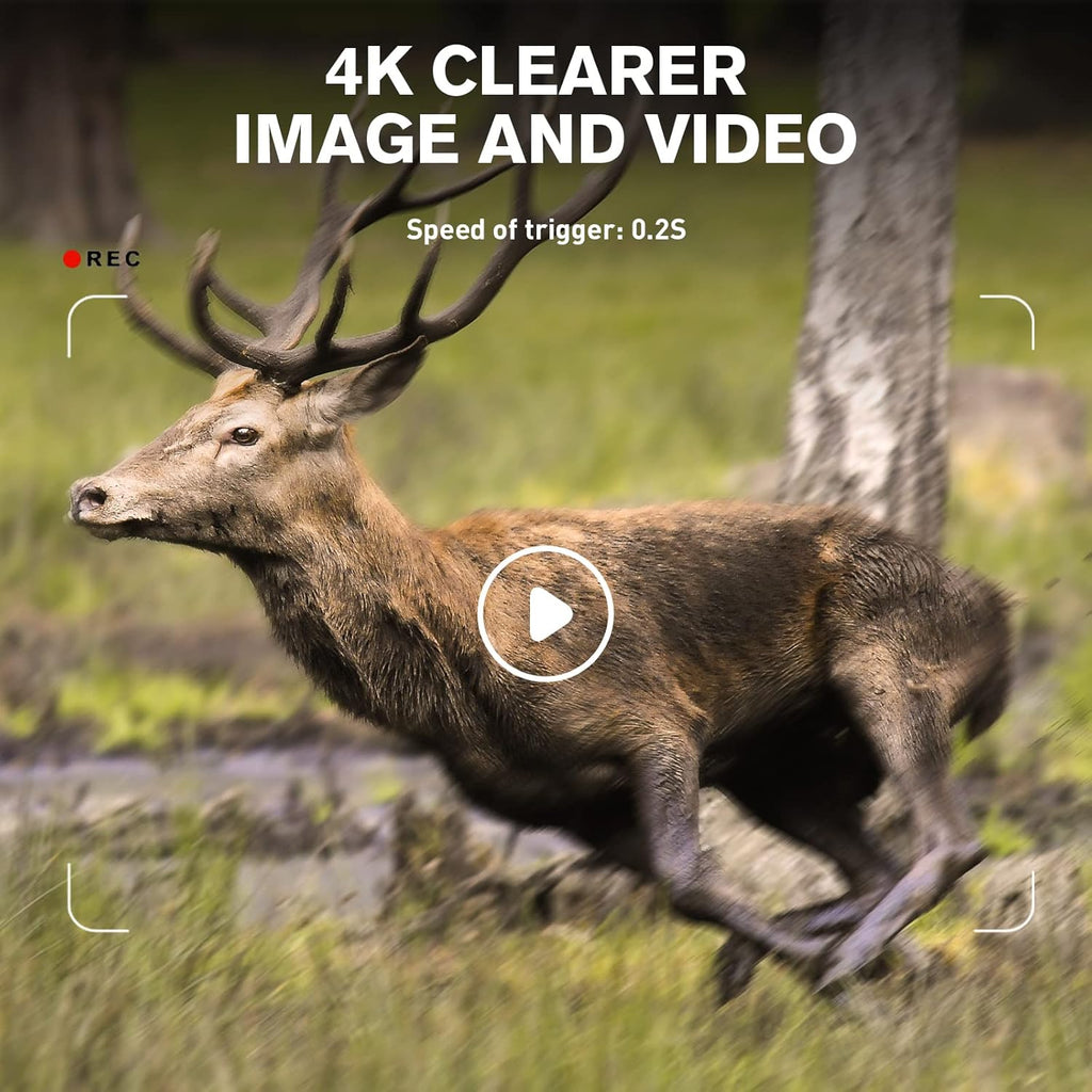 4K 30MP Night Vision Motion Activated Waterproof WiFi Bluetooth Trail Camera G28298