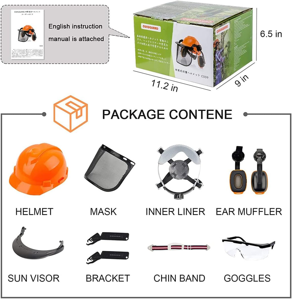 Chainsaw Helmet with Safety Face Shield and Ear Muffs G125