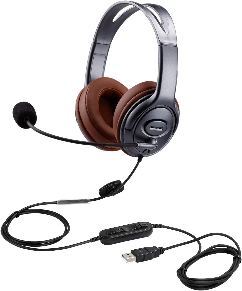 USB Headset with Microphone Noise Cancelling and Volume Controls Y632386