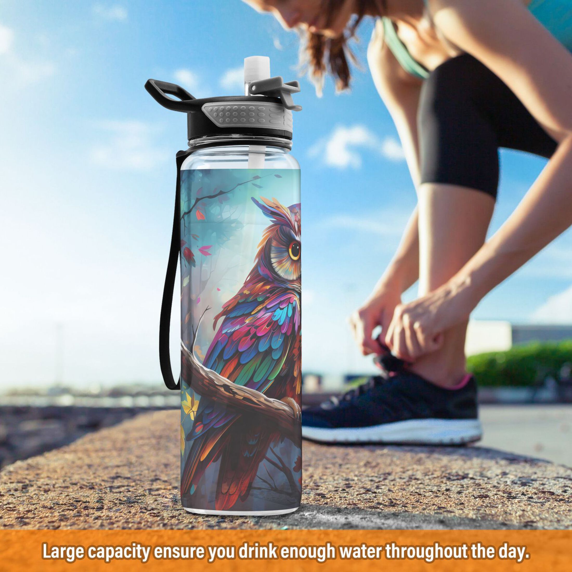 32oz Tritan Leakproof Clear Sports Water Bottle with Straw R67201