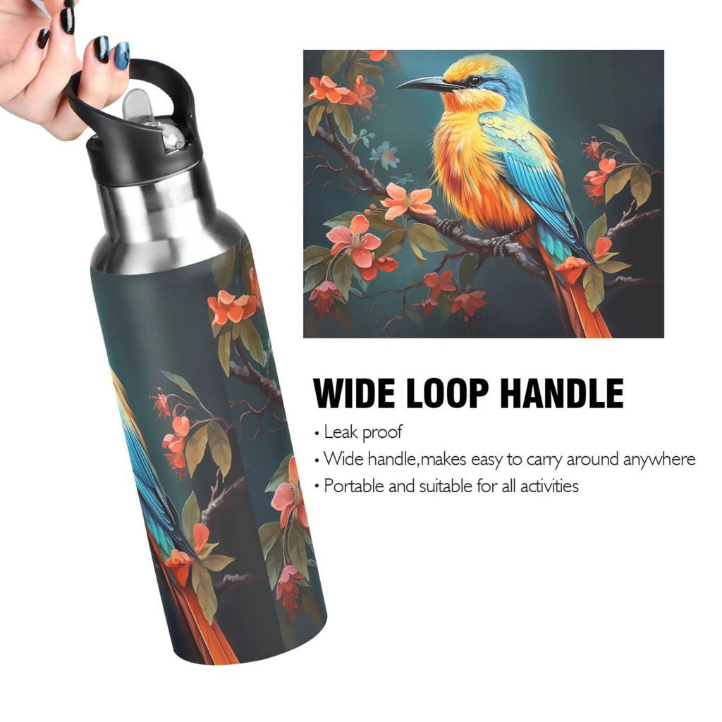 20 oz Insulated Stainless Steel Water Bottle with Straw Lid I194366