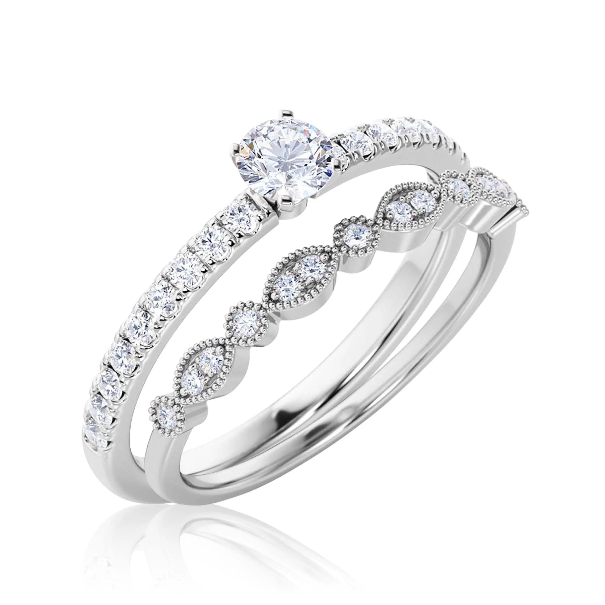 1.25 Carat Round Cut Moissanite Engagement Ring in 925 Sterling Silver With 18k White Gold Plating T40180