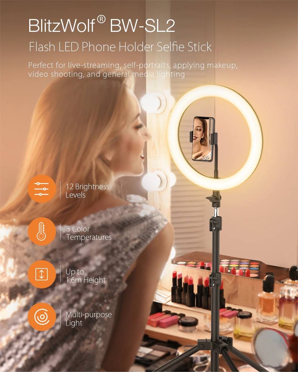 18x22 LED Ring Light Dimmable M286