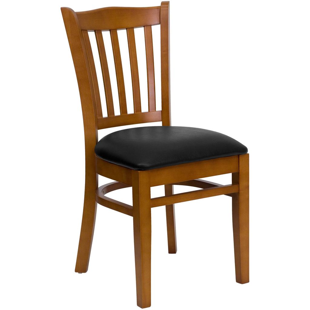 Vertical Slat Back Walnut Wood Restaurant Chair K91618