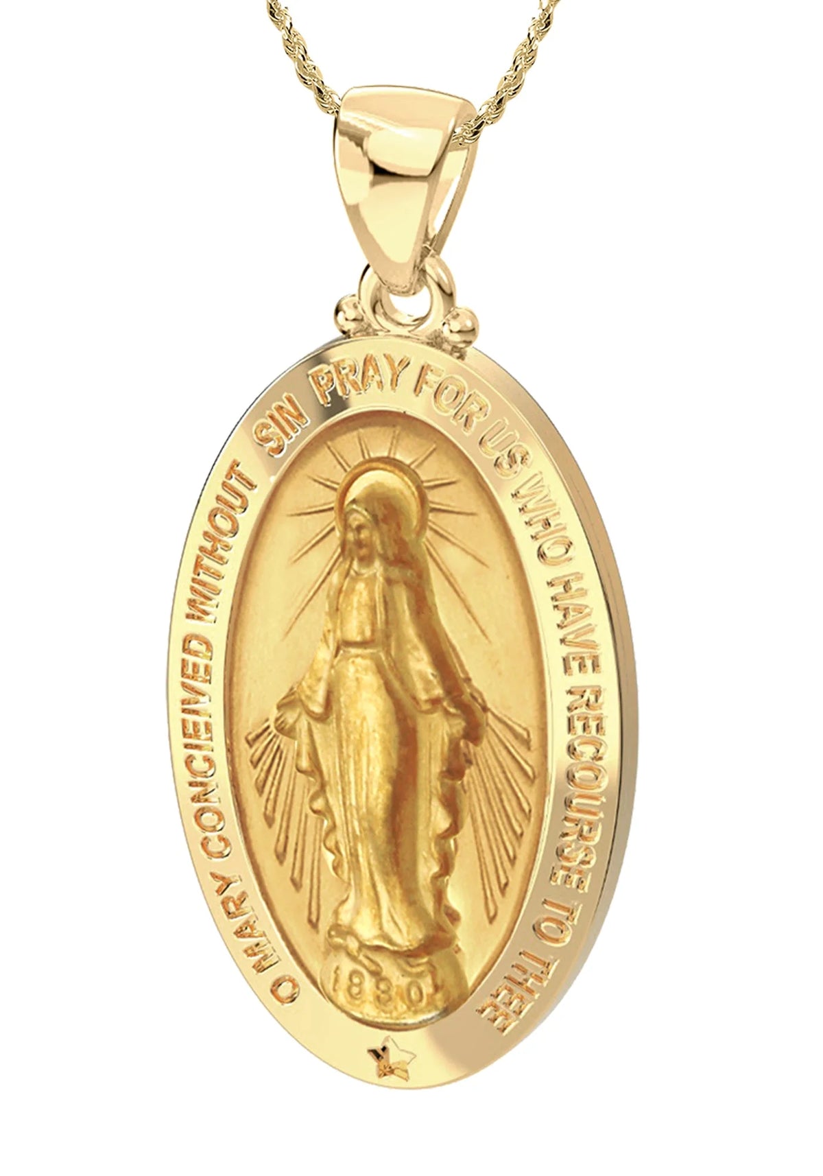 14K Yellow Gold Oval Pendant Necklace F6529