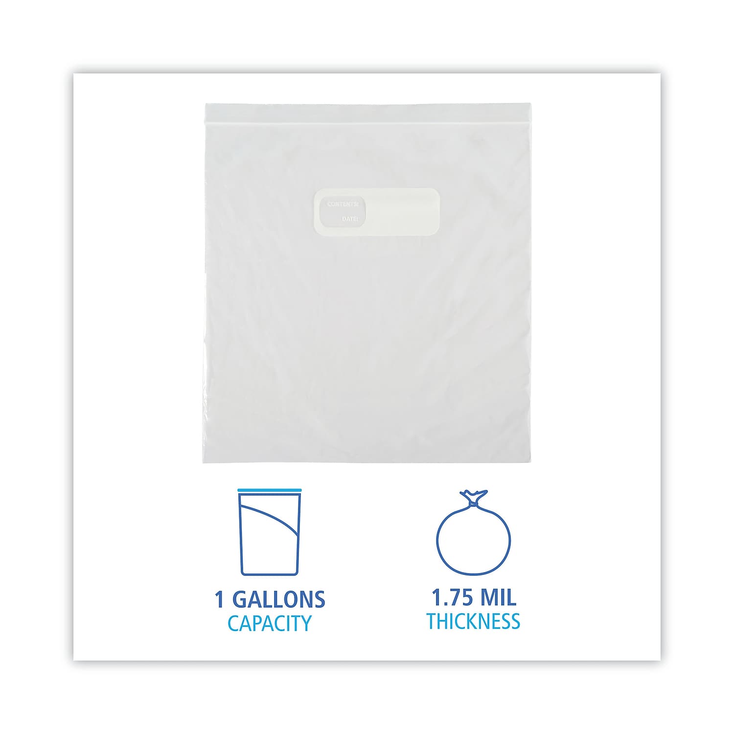 Reclosable Food Storage Bags, 1 gal, Clear, 250/Box Q192