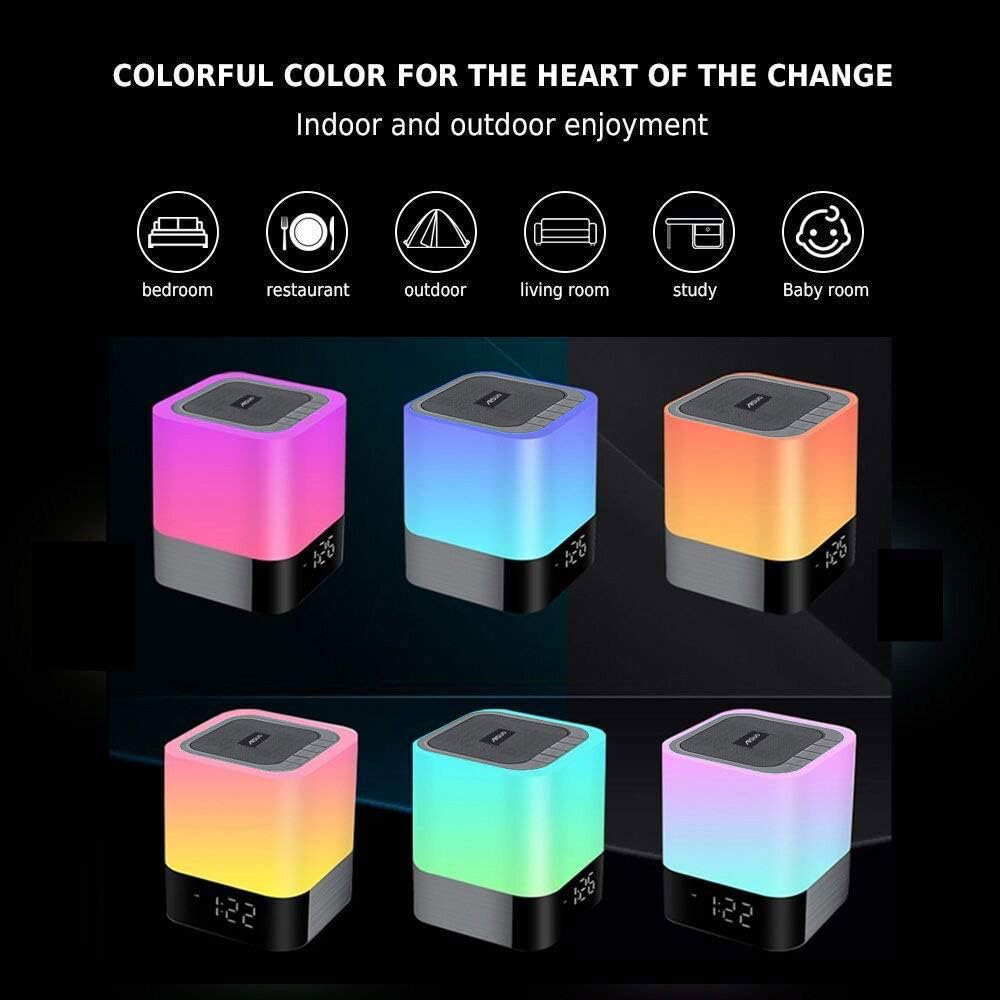 5 in 1 Bedside Lamp with Bluetooth Speaker, Digital Calendar Alarm Clock, Touch Control, Music Player I35298