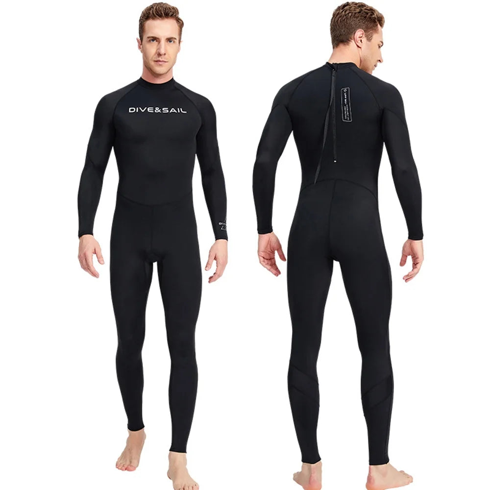 Men One Piece Swimsuit with Back Zipper Quick Dry Long Sleeve Surf Suit N35536