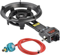 80000 BTU Heavy Duty Cast Iron Camping Stove with Adjustable Regulator & Hose Z636