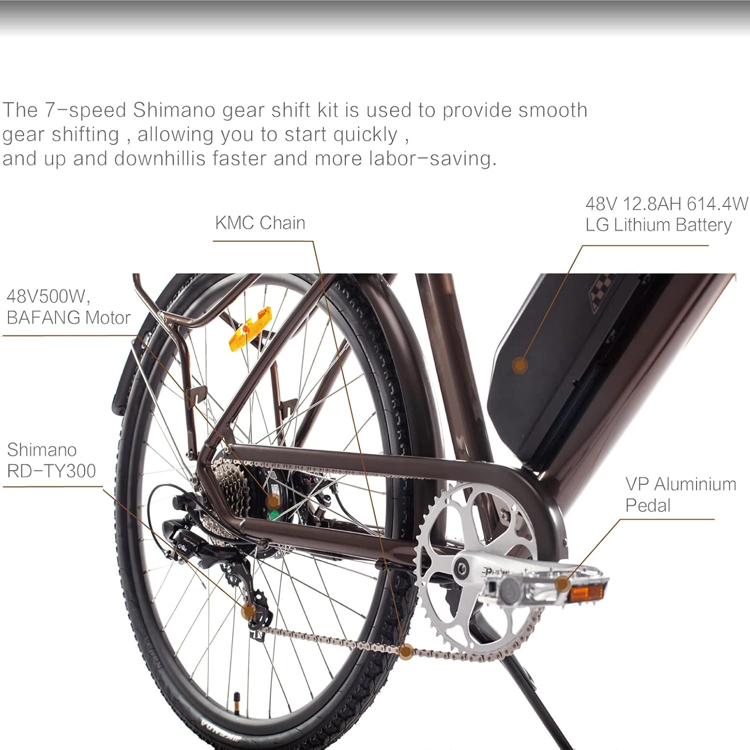 28 500W Electric Bicycle with 48V 12.8Ah Removable Battery E950518