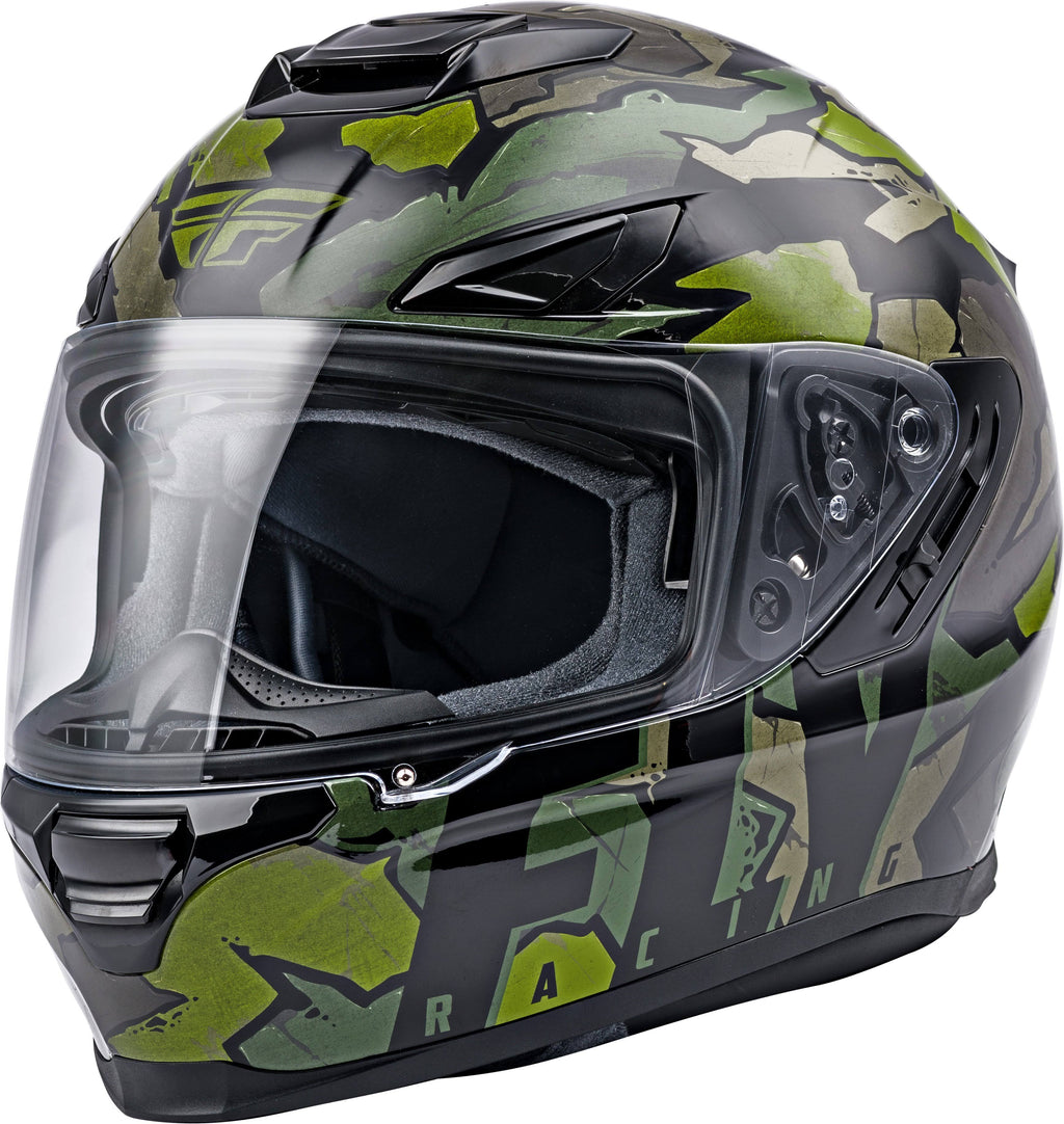 Camo Green Grey Fly Racing Helmet E4682