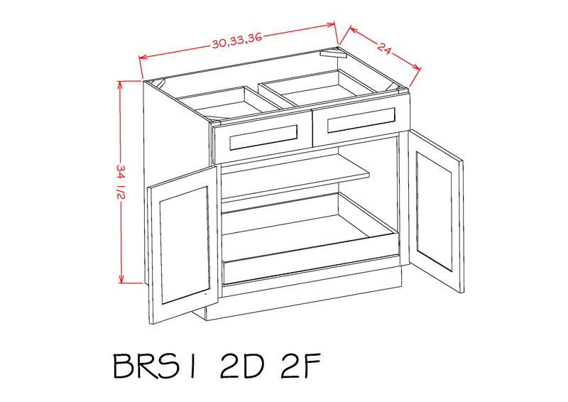 White 2 Doors 2 Drawers Base Cabinet U269715