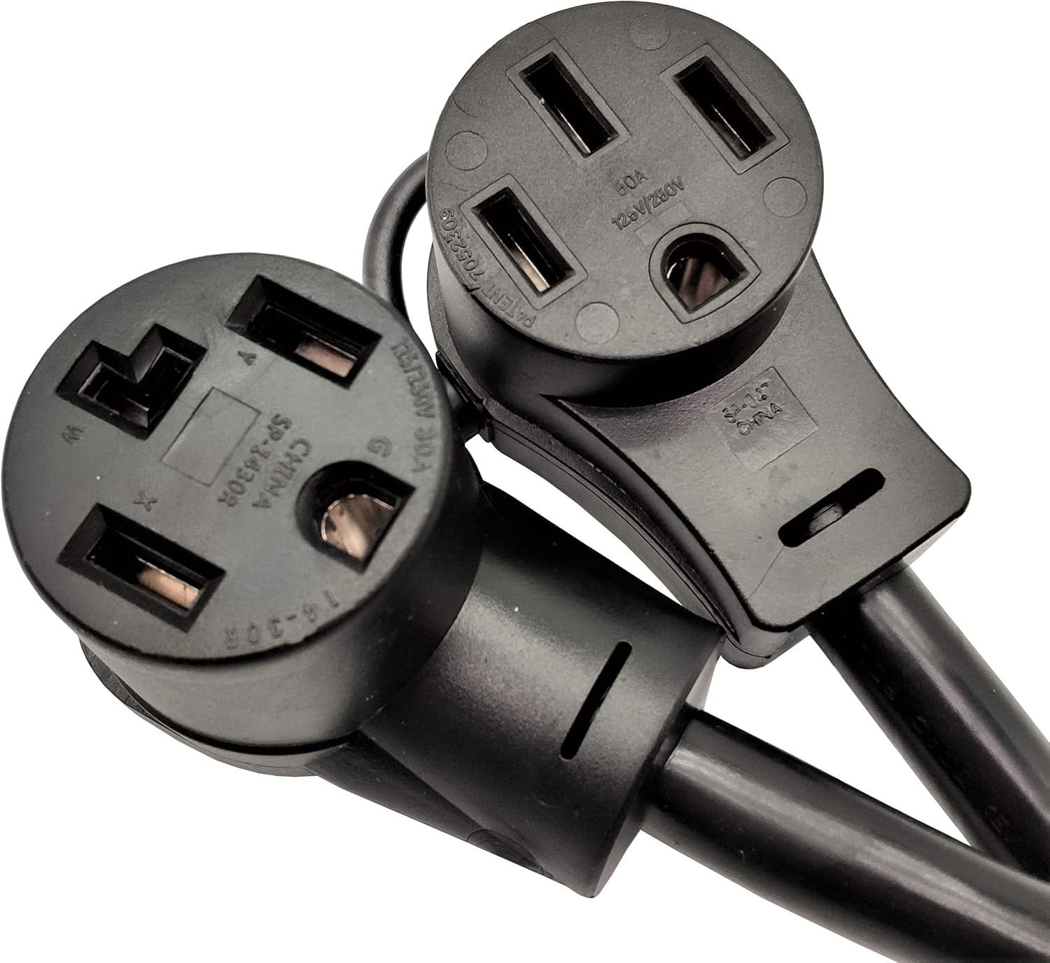 Dryer Splitter NEMA 14-30 Male Plug to 14-30 & RV / EV 14-50 Female Receptacle, 4-Prong 30 AMP Y Adapter Cord (20FT) J48810