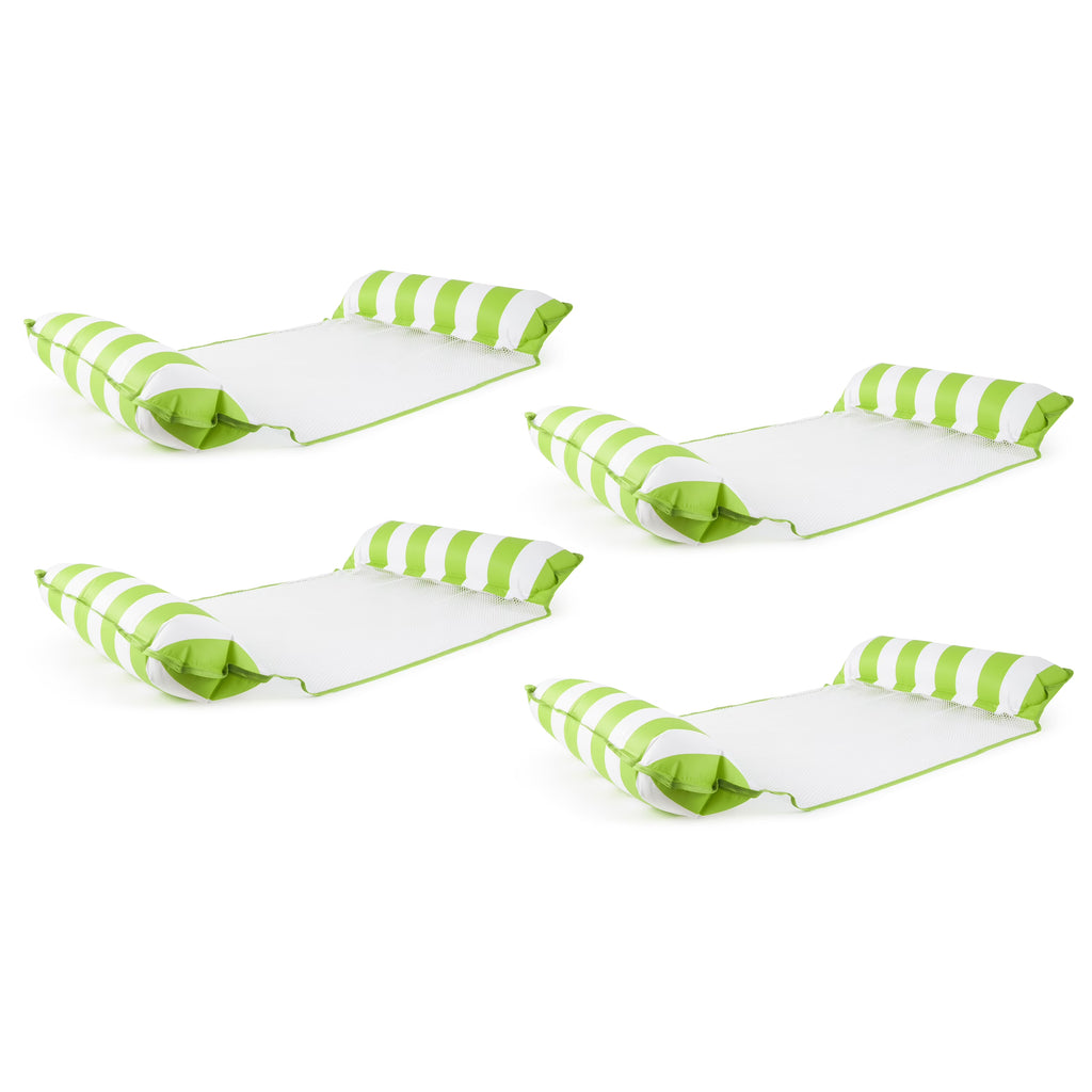 Green 4 Pack Inflatable Pool Hammock Lounger O38409