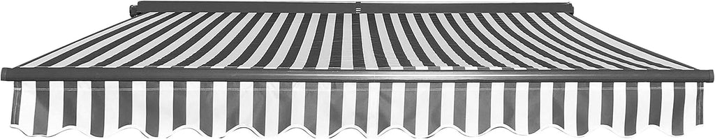 Gray and White Stripes Manual Retractable Patio Awning I970