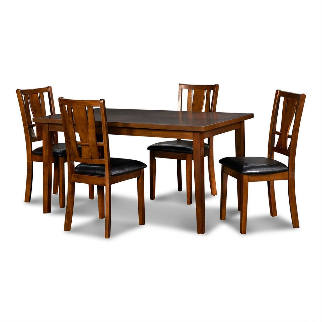 6 Piece Black Faux Leather Dining Table Set S3177