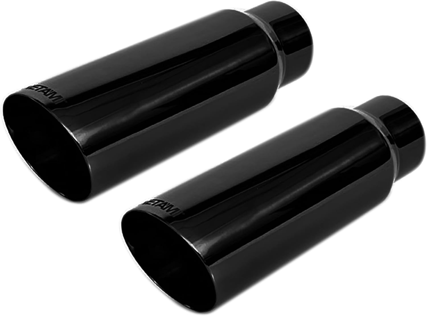 2.25 inch Inlet to 4 inch Outlet Stainless Steel Double Wall Black Chrome Weld-on Exhaust Tip 2 Pack T3648