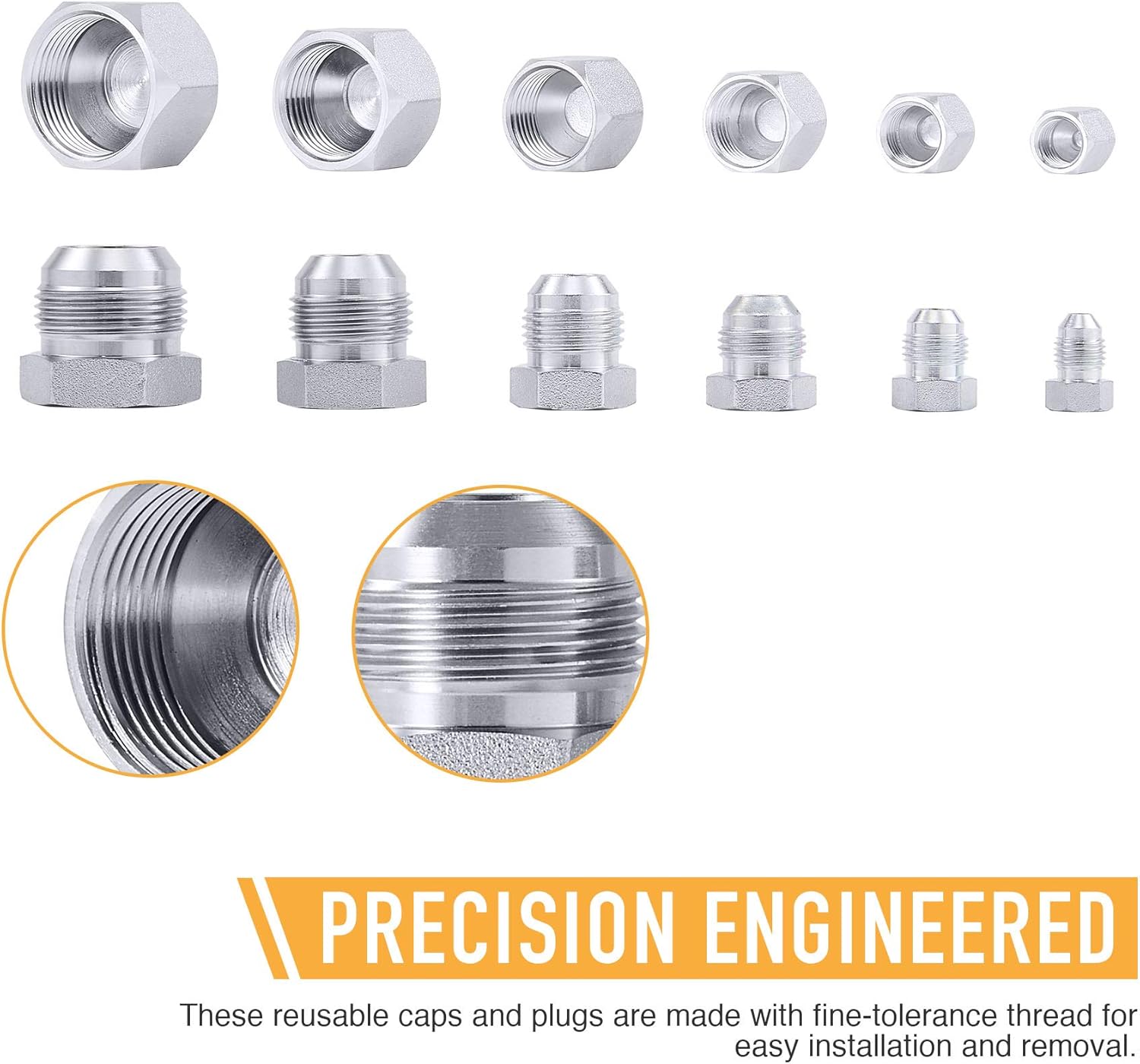 64 Piece Hydraulic Cap and Plug Kit Galvanized 45# Steel N270736