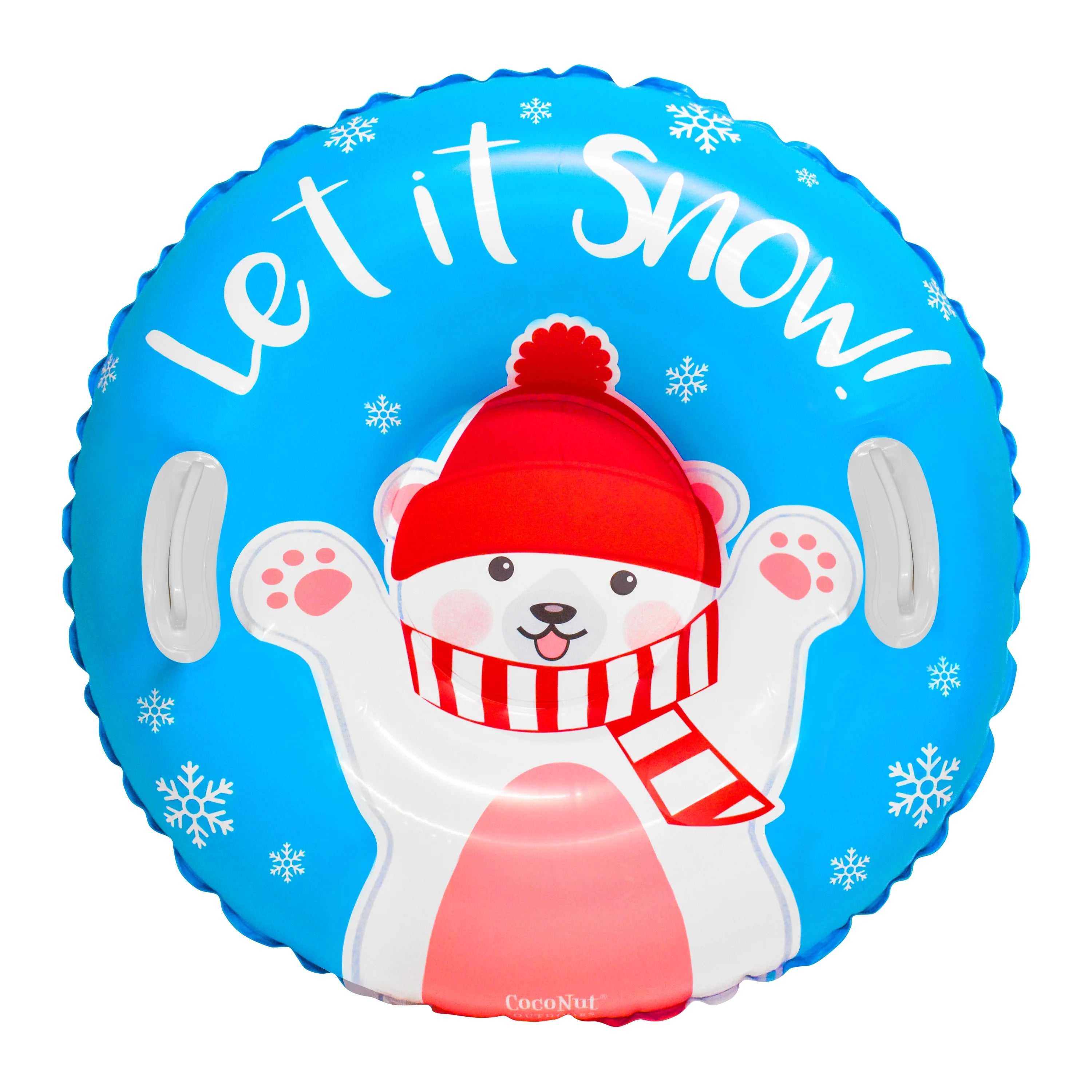 32” Inflatable Polar Bear Snow Ring Heavy Duty Snow Sled with Sturdy Handles U5973