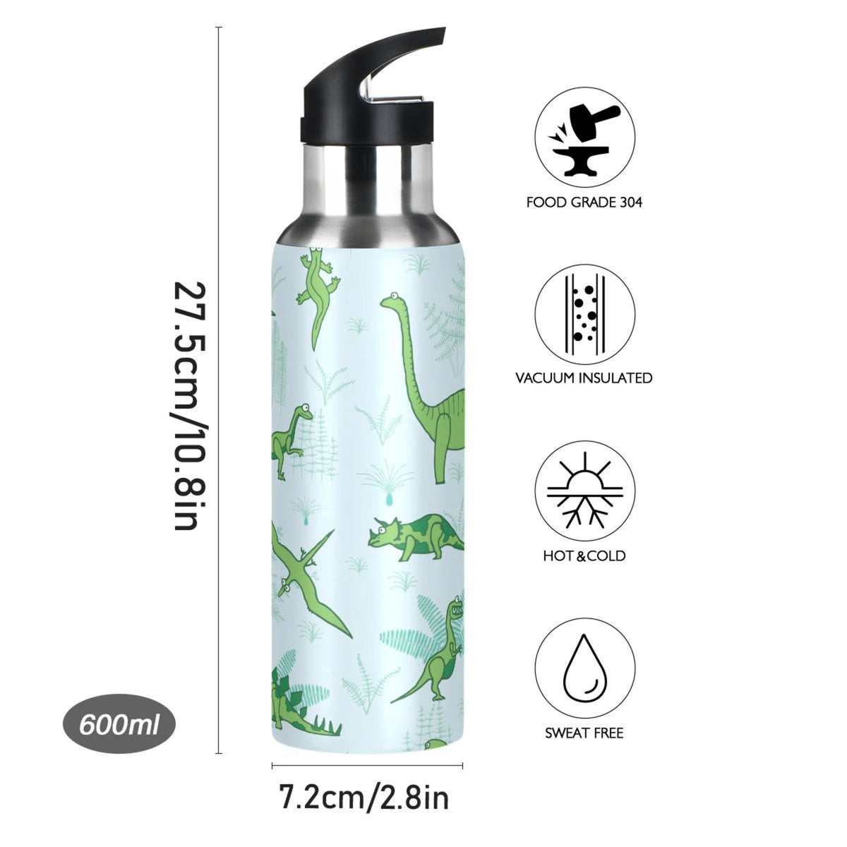 Stainless Steel Vacuum Insulated Water Bottle with Straw Lid 20 OZ E342