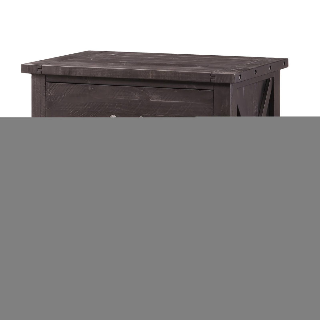 Cafe Brown Two Drawer Wooden File Cabinet with Metal Handle Pull U4317