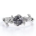 0.50 Carat Solitaire Round Cut Black Rutilated Quartz Engagement Ring X5787