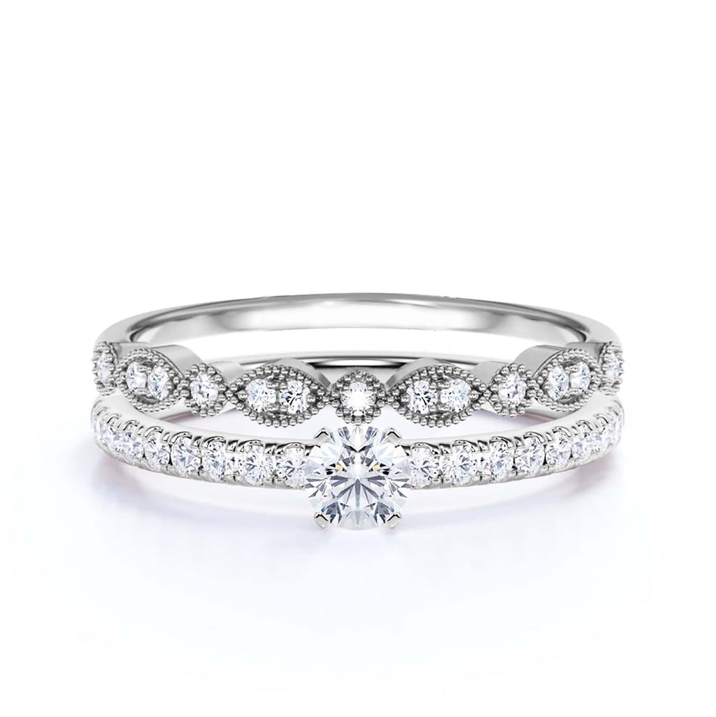 1.25 Carat Round Cut Moissanite Engagement Ring in 925 Sterling Silver With 18k White Gold Plating T40180