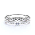 1.25 Carat Round Cut Moissanite Engagement Ring in 925 Sterling Silver With 18k White Gold Plating T40180