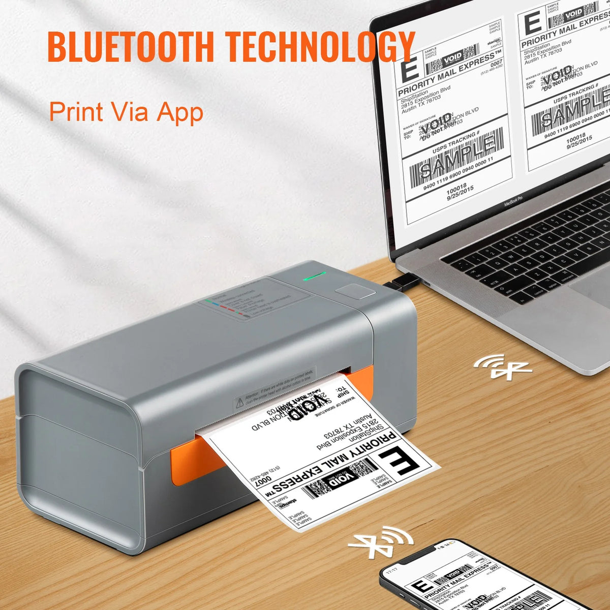 Thermal Label Printer 4X6 203DPI USB Bluetooth U59326