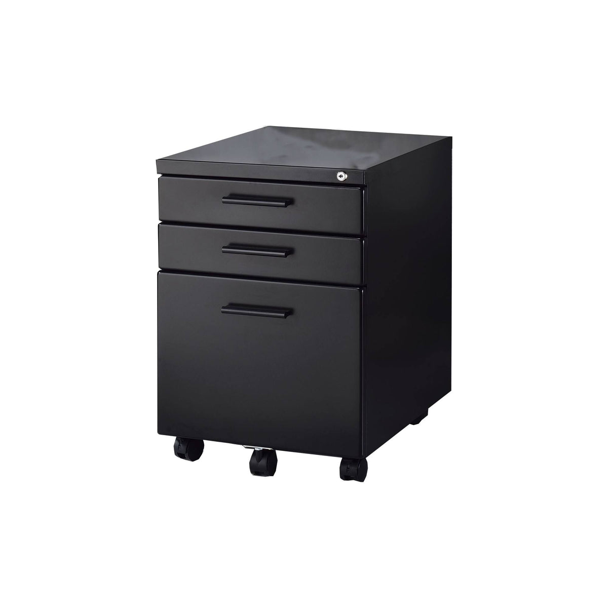 Black File Cabinet with Lock System and Caster Support U307