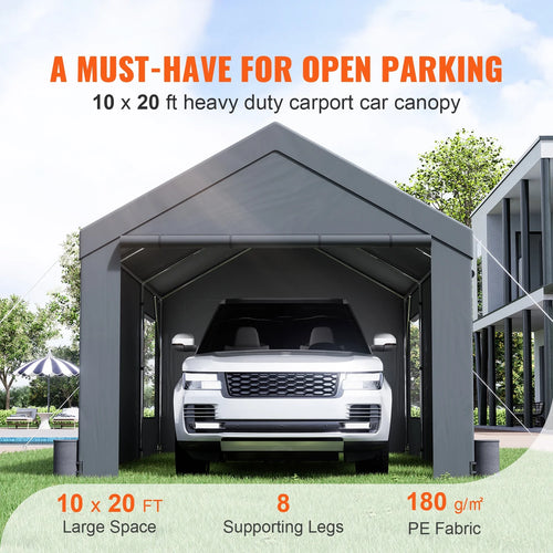 10 x 20 Feet Carport Canopy with Side Walls and Windows T18443