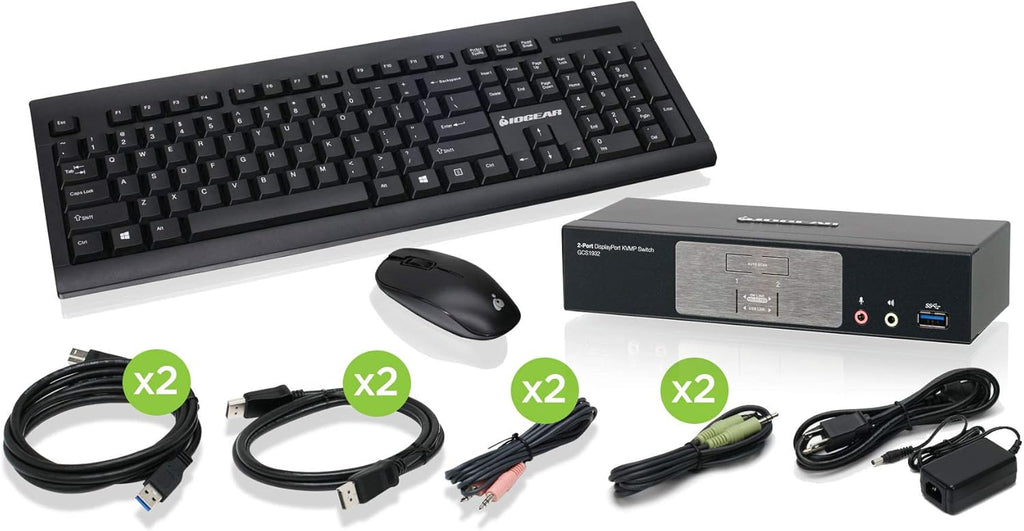 2-Port DisplayPort KVMP with Wireless Keyboard and Mouse L814