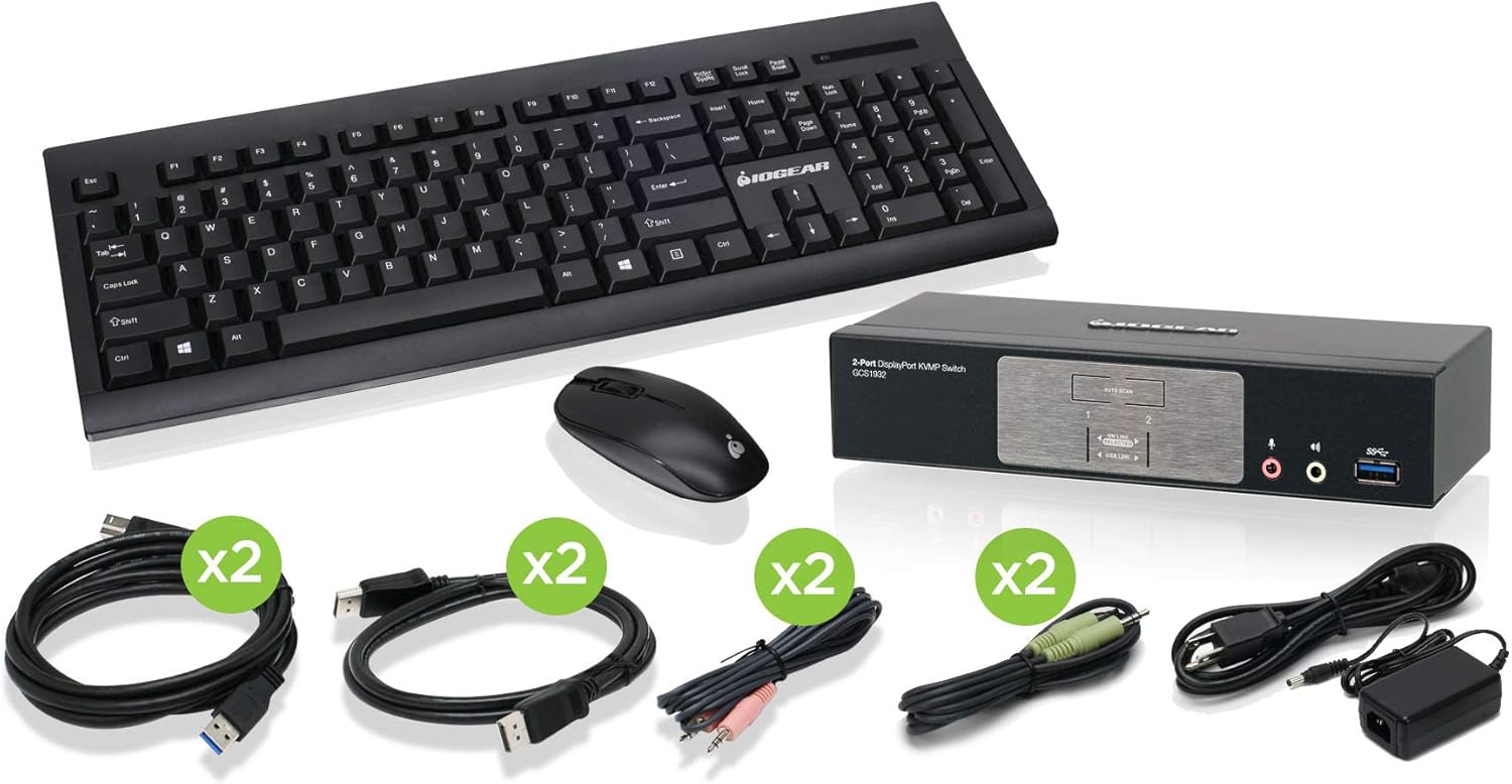 2-Port DisplayPort KVMP with Wireless Keyboard and Mouse L814