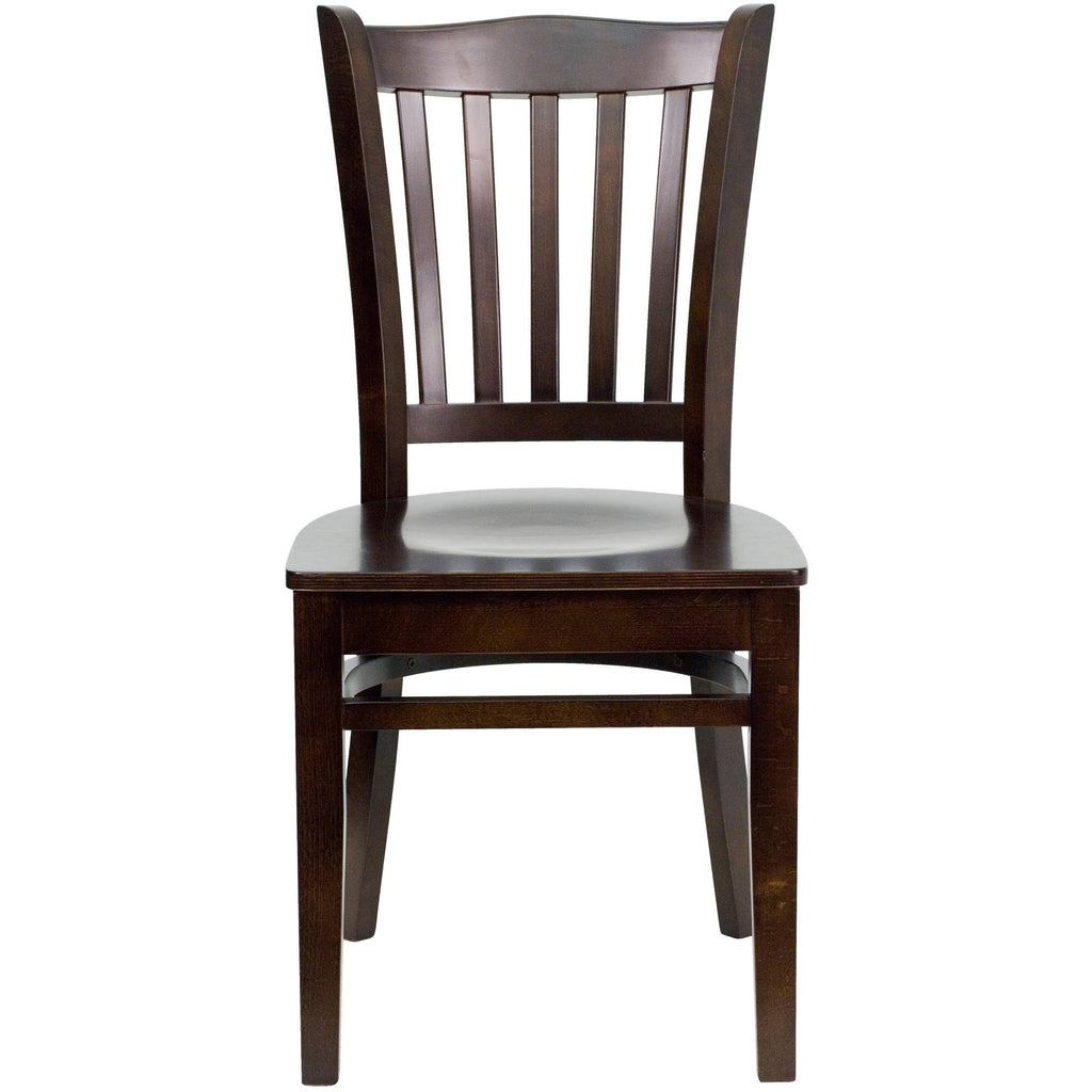 Vertical Slat Back Walnut Wood Restaurant Chair K91618