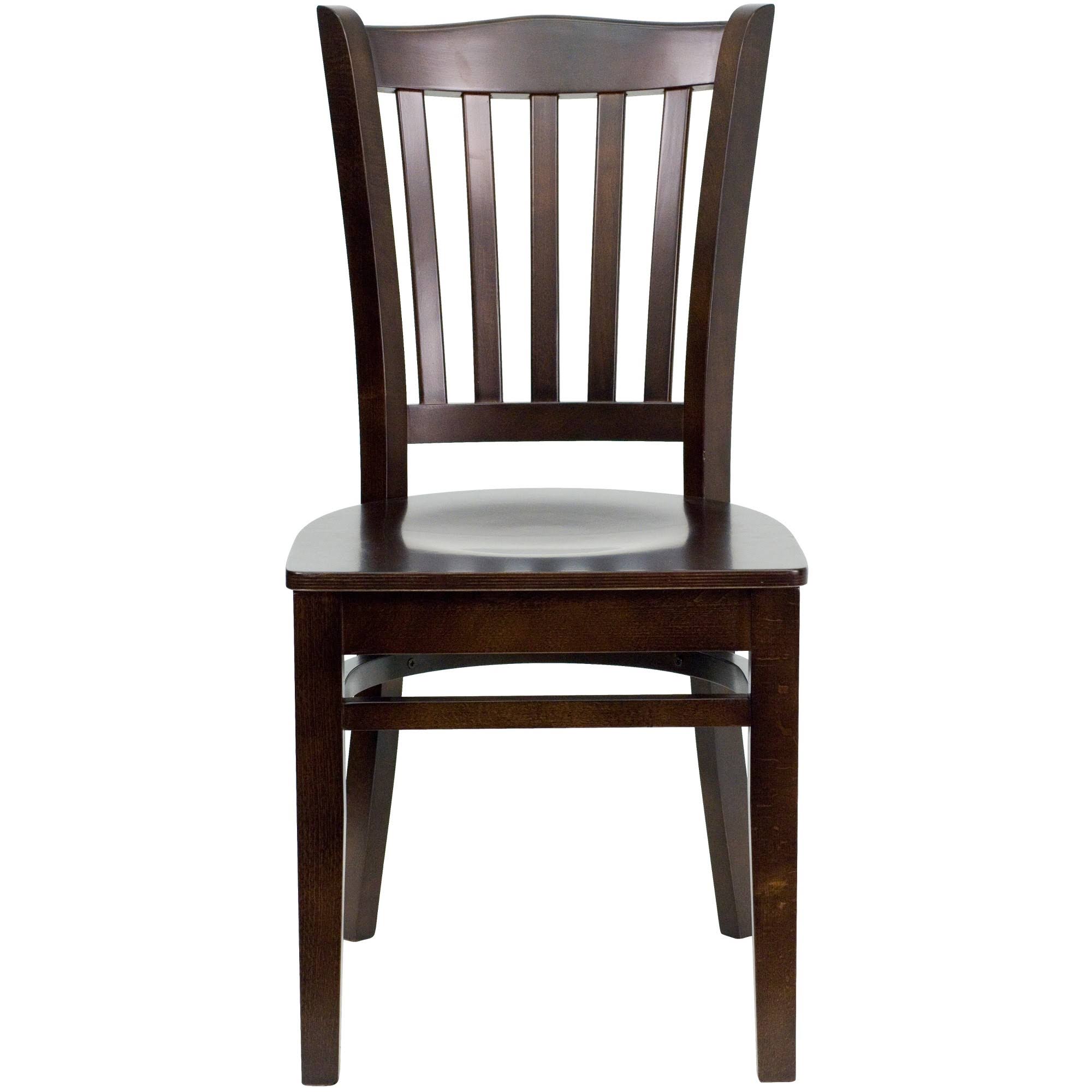 Vertical Slat Back Walnut Wood Restaurant Chair K91618